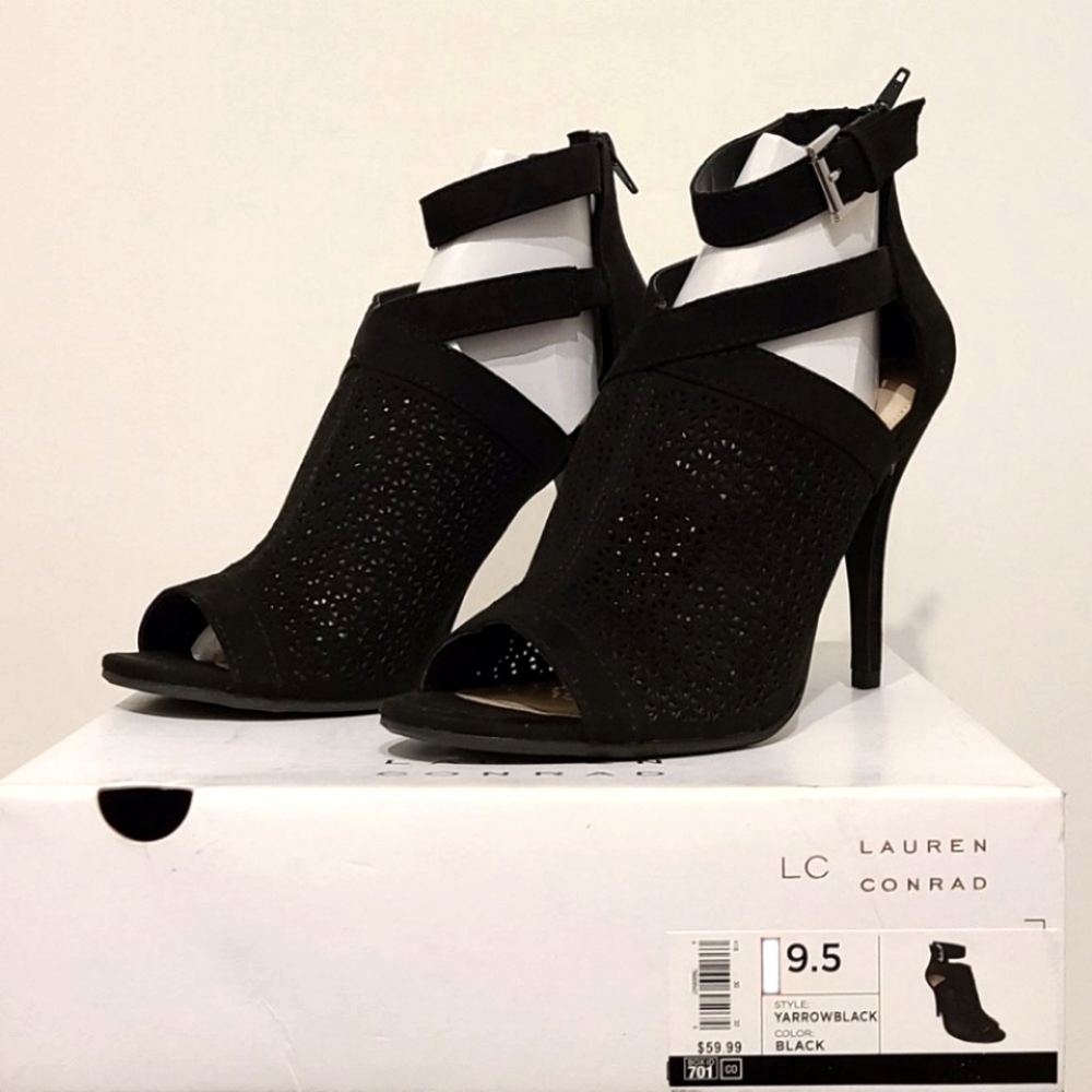 Black Peep-Toe Heels